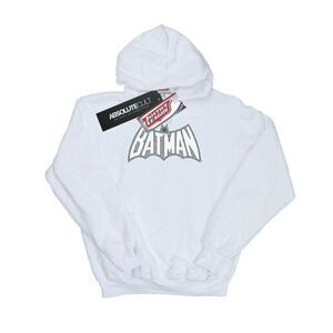DC Comics Mens Batman Retro Crackle Logo Hoodie / White